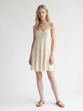 It's Pink Yellow Lace Babydoll Spaghetti Strap Mini Dress Dress Boho, Sz Small